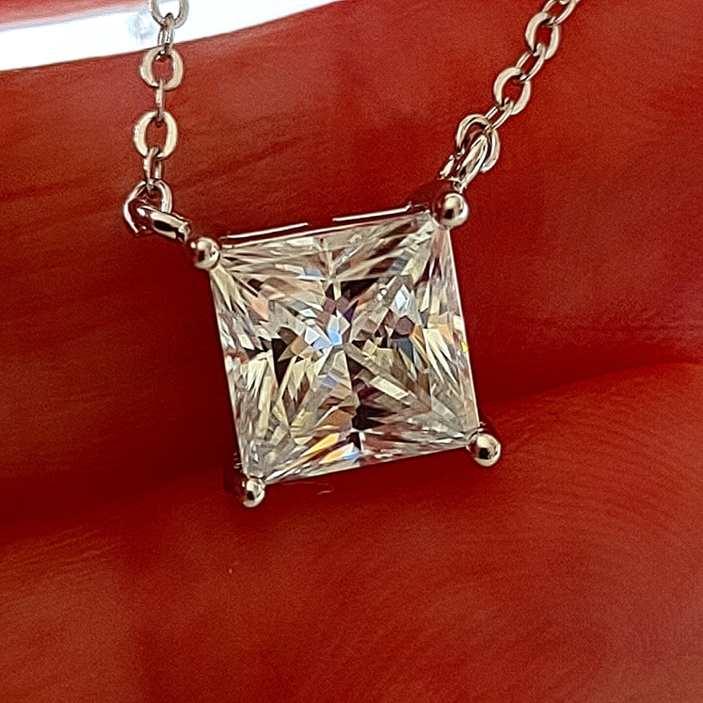 Princess cut two carat positive testing g r a certified diamond 925 Sterling